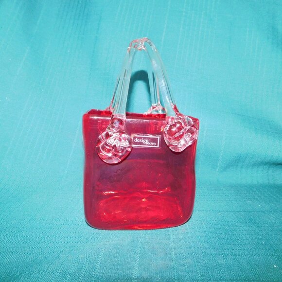 Red and clear art glass basket near mint condition - Picture 5 of 7